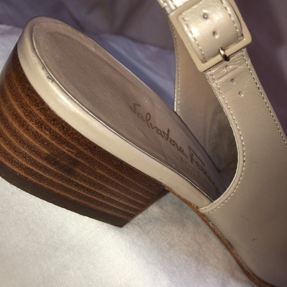 Salvatore Ferragamo “Balzac” Gazella/Gold Satin Finish Calf, 1.5” Heel, Open Toe - Picture 11 of 15